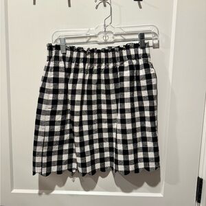 Gingham Skirt with Scalloped Edge